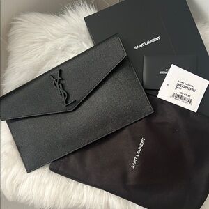 Saint Laurent Black on black Envelope Clutch 100% authentic